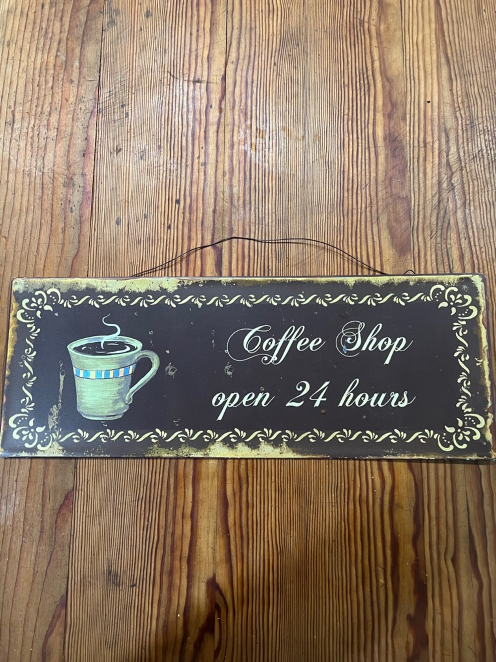 Vintage Style Coffee Shop Sign - Black and Cream